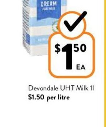 Foodworks Devondale UHT Milk 1L offer