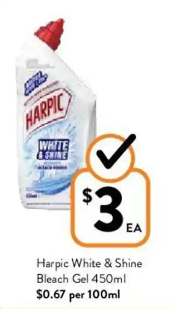 Foodworks Harpic White & Shine Bleach Gel 450ml offer