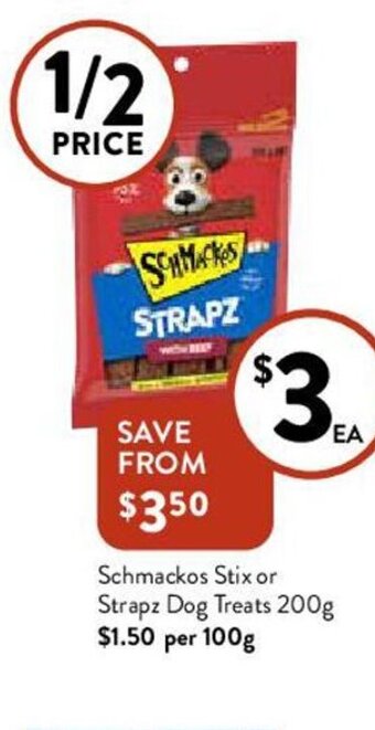 Schmackos Stix or Strapz Dog Treats 200g