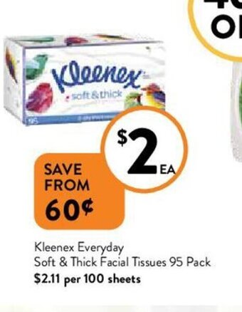 Foodworks Kleenex Everyday Soft & Thick Facial Tissues 95 Pack offer