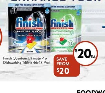 Foodworks Finish Quantum Ultimate Pro Dishwashing Tablets 46/48 Pack offer