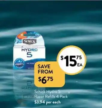 Schick Hydro 5 Razor Refills 4 Pack