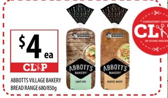 Supabarn Abbotts Village Bakery Bread Range 680/850g offer