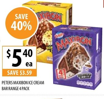 Supabarn Peters Maxibon Ice Cream Bar Range 4 Pack offer