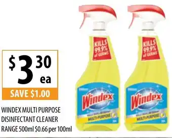 Supabarn Windex Multi Purpose Disinfectant Cleaner Range 500ml offer