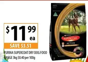 Supabarn Purina Supercoat Dry Dog Food Range 3kg offer