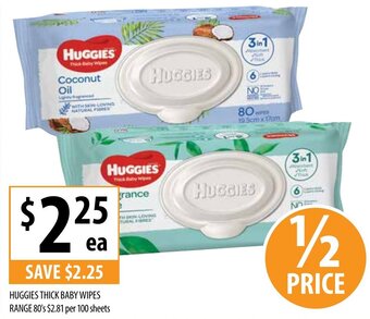 Supabarn Huggies Thick Baby Wipes Range 80's offer