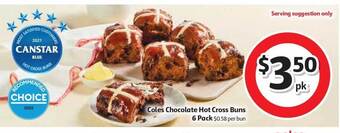 Coles Coles Chocolate Hot Cross Buns 6 Pack offer