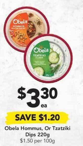 Drakes Obela Hommus, Or Tzatziki Dips offer