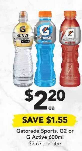 Drakes Gatorade Sports, G2 Or G Active offer