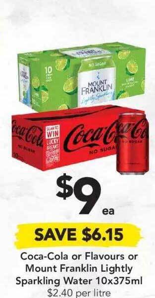 Drakes Coca Cola Or Flavours Or Mount Franklin Lightly Sparkling Water offer