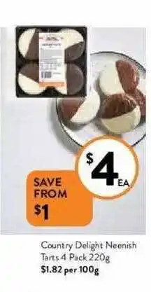 Foodworks Country Delight Neenish Tarts 4 Pack offer