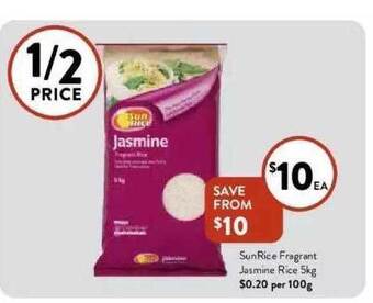 Foodworks Sunrice Fragrant Jasmine Rice offer