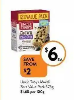 Foodworks Uncle Tobys Muesli Bars Value Pack offer