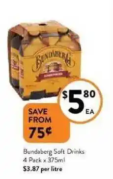 Foodworks Bundaberg Soft Drinks 4 Pack offer