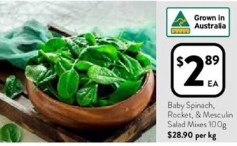 Foodworks Baby spinach, rocket, & mesculin salad mixes 100g offer