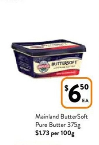 Foodworks Mainland buttersoft pure butter 375g offer