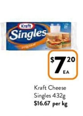 Foodworks Kraft cheese singles 432g offer
