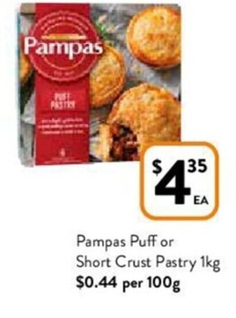 Foodworks Pampas puff or short crust pastry 1kg offer