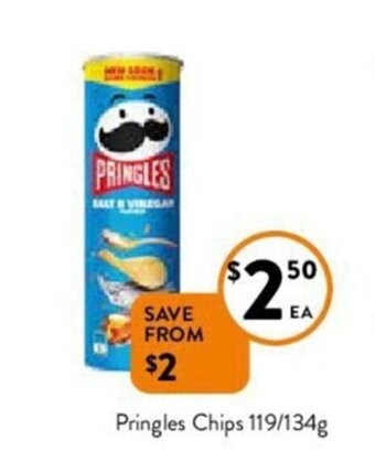 Foodworks Pringles chips 119/134g offer
