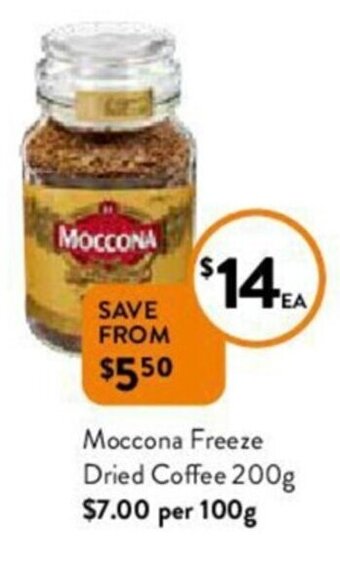 Foodworks Moccona freeze dried coffee 200g offer