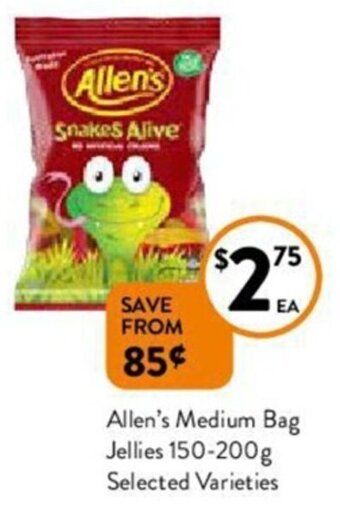 Foodworks Allen's medium bag jellies 150-200g selected varieties offer