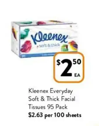 Foodworks Kleenex everyday soft & thick facial tissues 95 pack offer