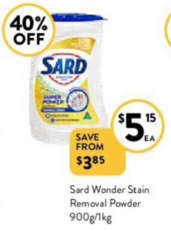 Foodworks Sard wonder stain removal powder 900g/1Kg offer