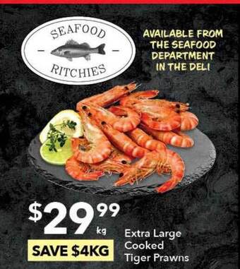 Ritchies Extra Large Cooked Tiger Prawns offer