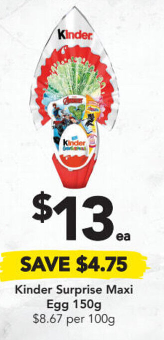 Drakes Kinder surprise maxi egg 150g offer
