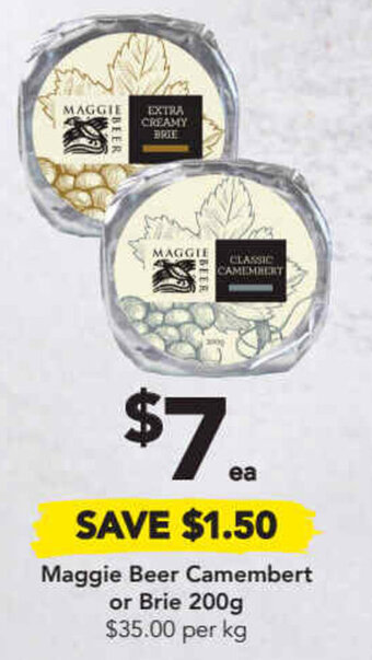 Maggie beer camembert or brie 200g