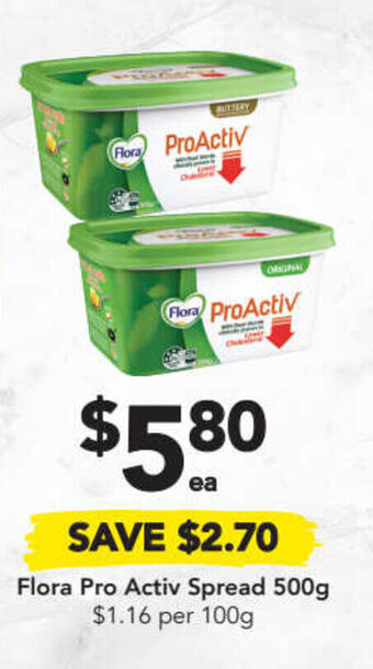 Drakes Flora pro activ spread 500g offer