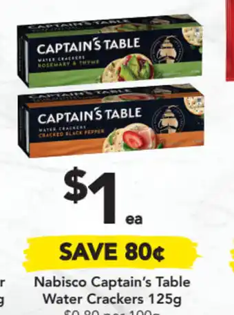 Drakes Nabisco captain's table water crackers 125g offer