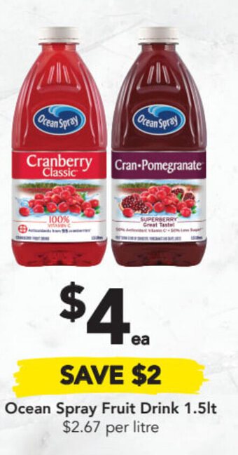 Ocean spray fruit drink 1.5lt