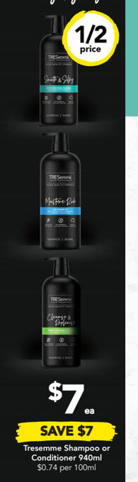 Drakes Tresemme shampoo or conditioner 940ml offer