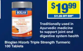My Chemist Bioglan Hizorb Triple Strength Turmeric 100 Tablets offer