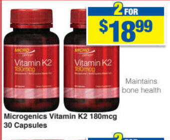 My Chemist Microgenics Vitamin K2 180mcg 30 Capsules offer