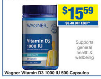 My Chemist Wagner Vitamin D3 1000 IU 500 Capsules offer