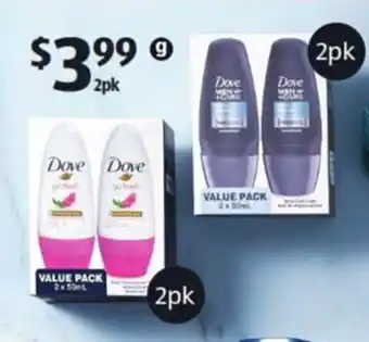 ALDI Dove Antiperspirant Roll-On Deodorant 2 x 50ml offer