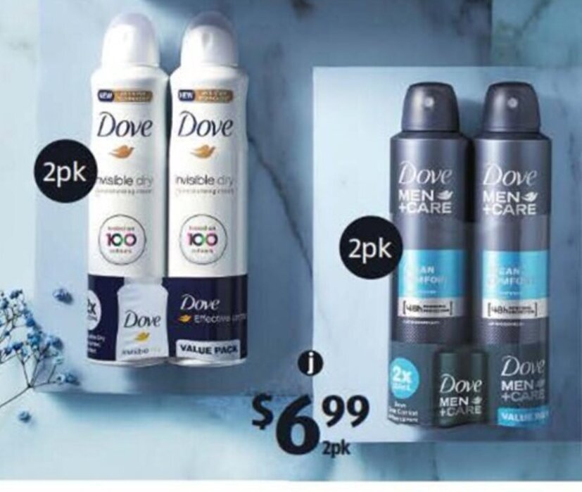 Dove Antiperspirant Aerosol Deodorant 2 x 127g or 2 x 150g offer at ALDI
