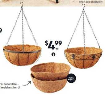 ALDI Hanging Basket with Liner or Basket Liners 2pk offer