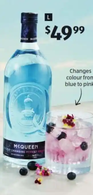 ALDI McQueen Forest Fruits Colour Changing Gin 700ml offer
