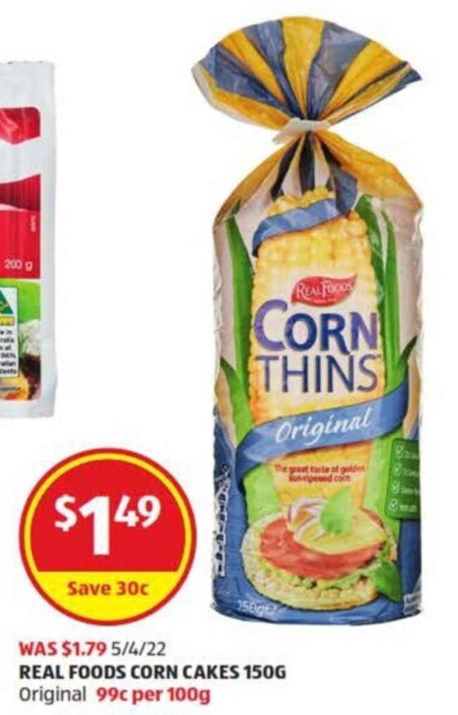 Real Foods Corn Cakes 150g offer at ALDI