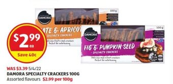 ALDI Damora Specialty Crackers 100g offer
