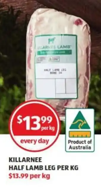 ALDI Killarnee Half Lamb Leg Per Kg offer