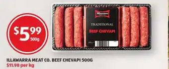 ALDI Illawarra Meat Co. Beef Chevapi 500g offer