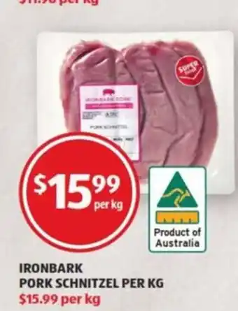 ALDI Ironbark Pork Schnitzel Per Kg offer