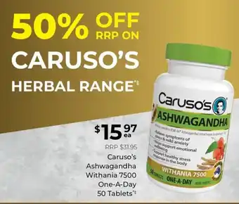 Caruso's Ashwagandha Withania 7500 One-A-Day 50 Tablets