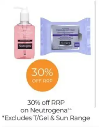 Super Pharmacy 30% off RRP on Neutrogena *Excludes T/Gel & Sun Range offer