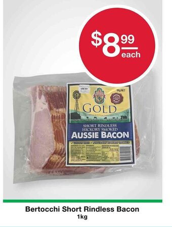 Australian Butchers Store Bertocchi Short Rindless Bacon 1kg offer